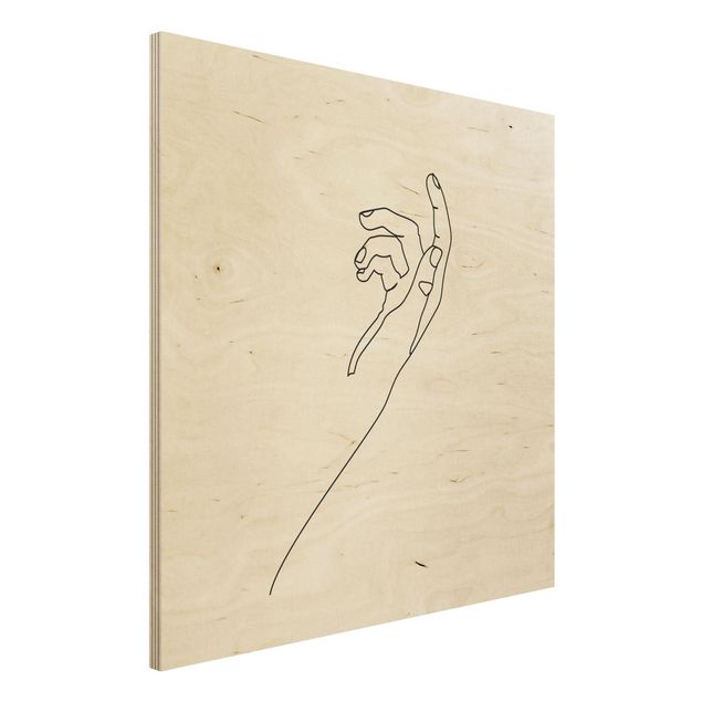 Moderne Holzbilder Fragende Hand Line Art