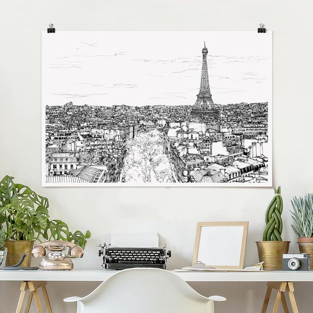 Poster Illustration Stadtstudie - Paris