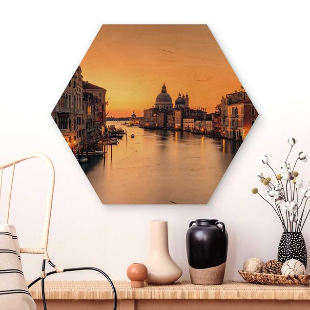 Moderne Holzbilder Goldenes Venedig