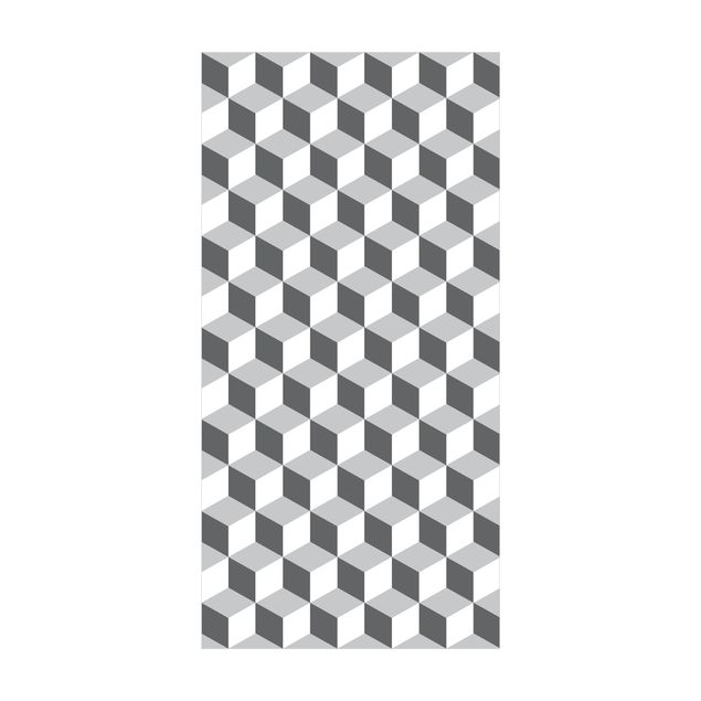 Moderne Teppiche Geometrischer Fliesenmix Würfel Grau