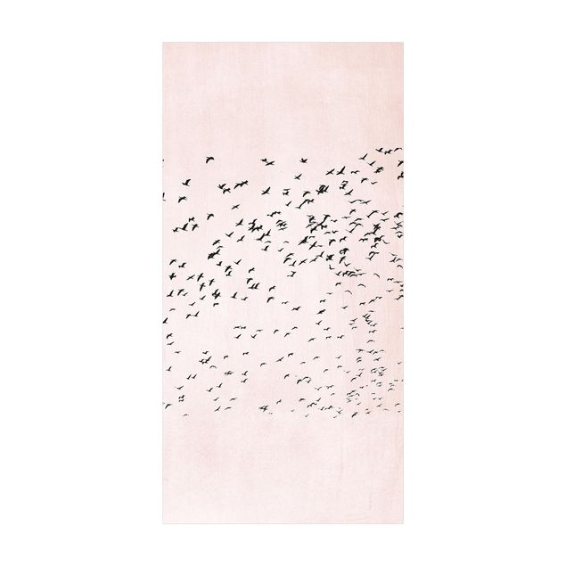 Rosa Teppich Vogelschwarm im Sonnenuntergang