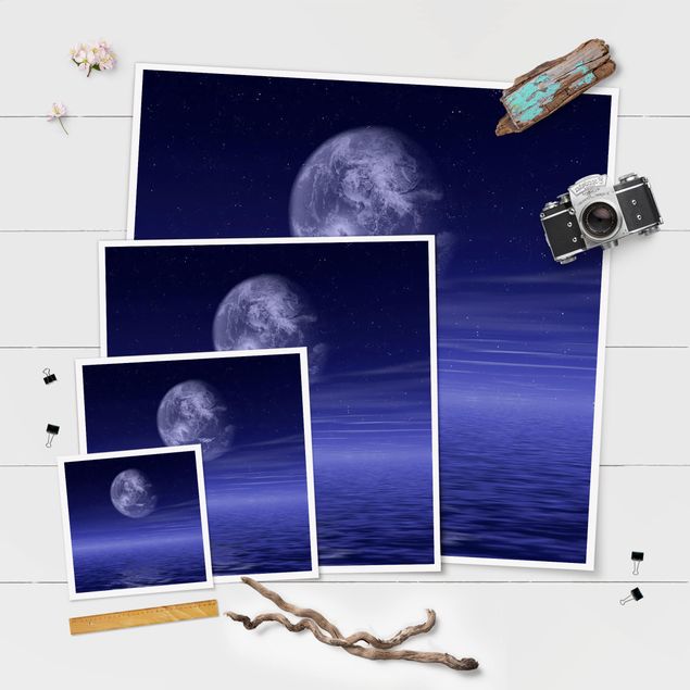 Poster - Moon and Ocean - Quadrat 1:1