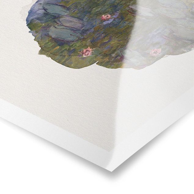 Poster - Wasserfarben - Claude Monet - Seerosen (Nympheas) - Hochformat 4:3