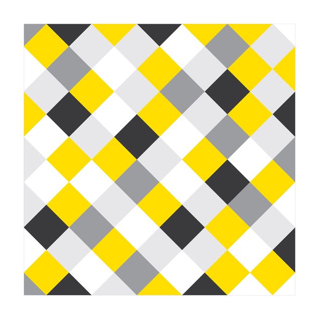 Teppiche Schachbrettmuster Geometrisches Muster gedrehtes Schachbrett Gelb