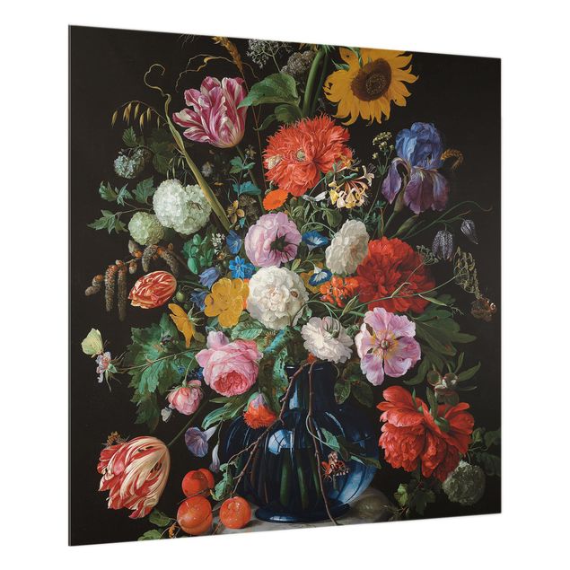 Küchenrückwand Glas Motiv Blumen Jan Davidsz de Heem - Glasvase mit Blumen