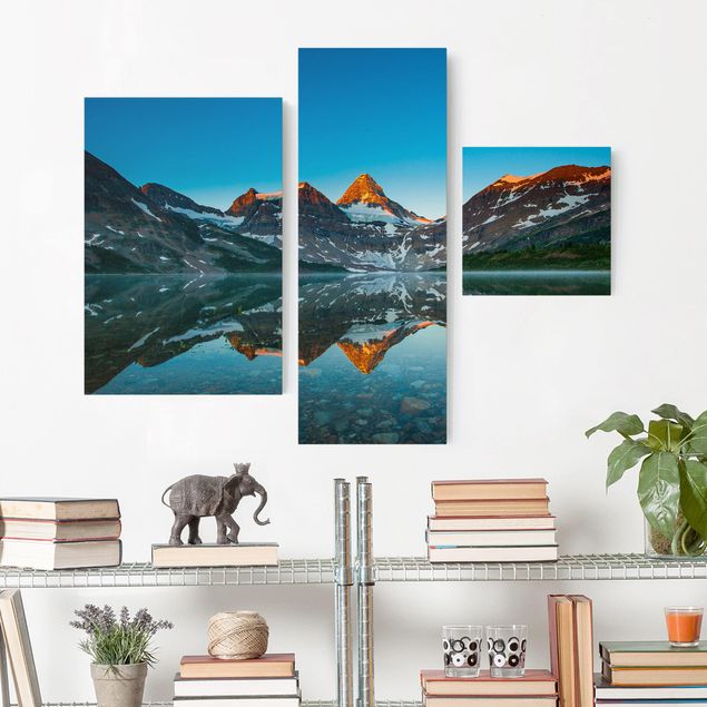 Leinwandbild 3-teilig - Berglandschaft am Lake Magog in Kanada - Collage 1