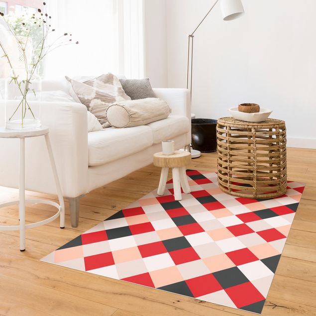 Teppiche Geometrisches Muster gedrehtes Schachbrett Rot