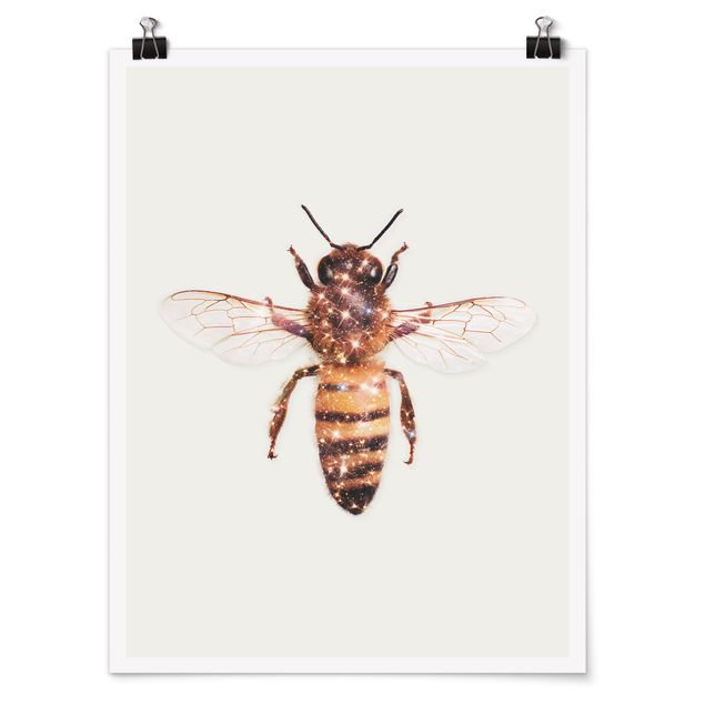 Tiere Poster Biene mit Glitzer