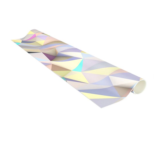 Teppich 3D Motiv Geometrische Pastell Dreiecke in 3D