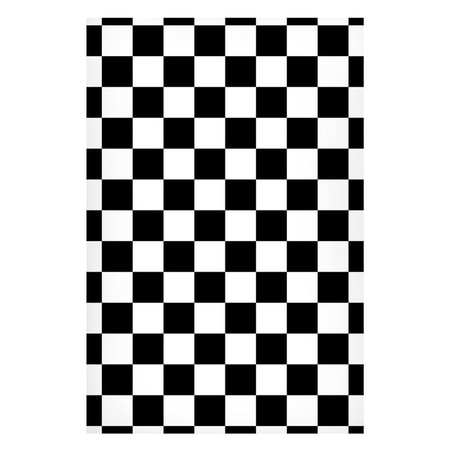 Magnettafel schwarz Geometrisches Muster Schachbrett Schwarz Weiß