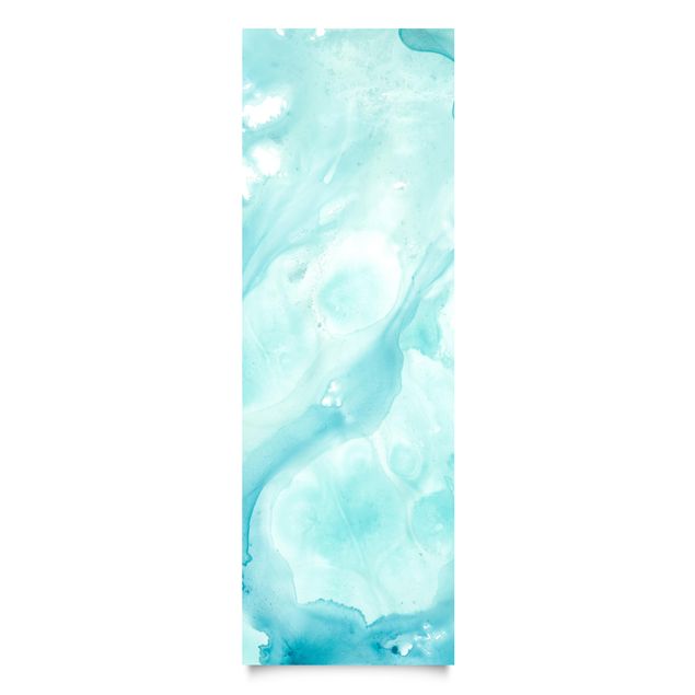 Blaue selbstklebende Folie Emulsion in weiß und türkis I