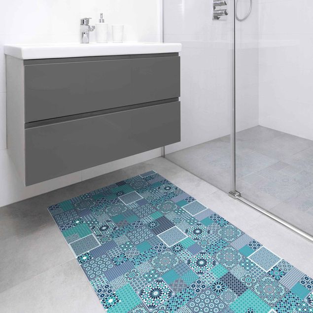 teppich für balkon Marokkanische Mosaikfliesen türkis blau