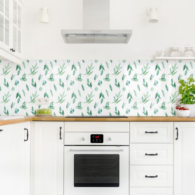 Küchenrückwand Muster Aquarell Eukalyptuszweige Muster