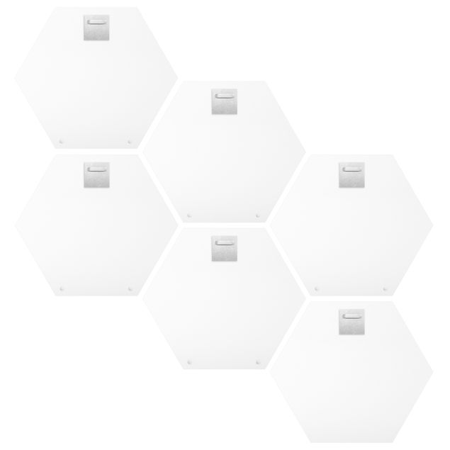 Hexagon Bild Alu-Dibond 6-teilig - Buchstaben FAMILY Weiß Set II