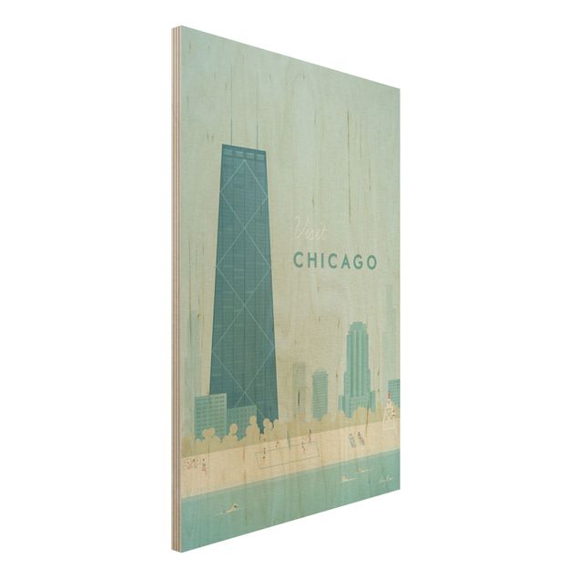 Holzbilder Vintage Reiseposter - Chicago
