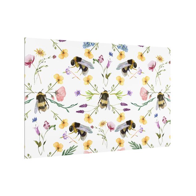 Küchenspritzschutz Bienen mit Blumen