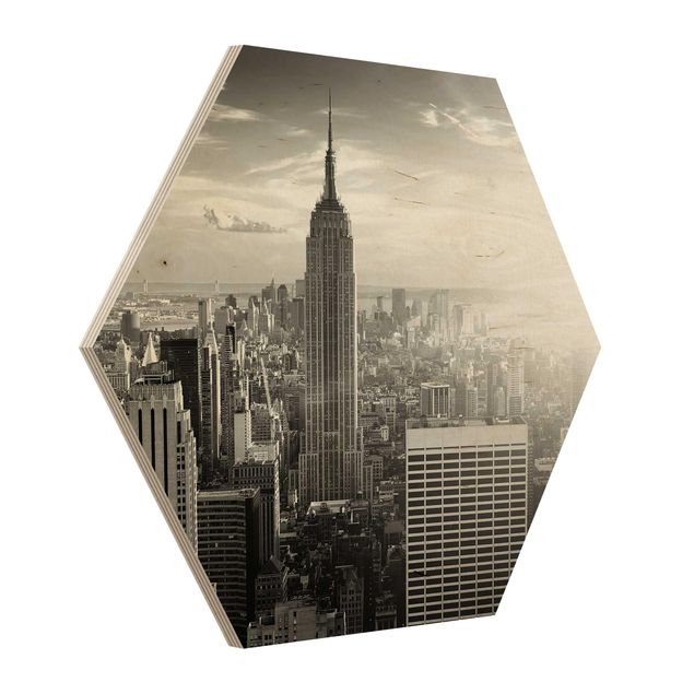 Hexagon Bild Holz - Manhattan Skyline