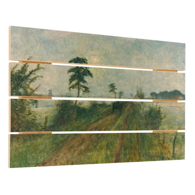 Wandbild Holz Otto Modersohn - Abendstimmung im Moor