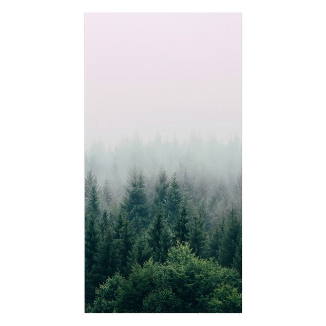 Duschrückwände Wald im Nebel Dämmerung