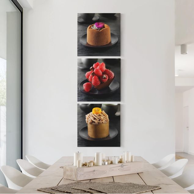 Wandbilder Kaffee Schokoladentörtchen mit Himbeeren