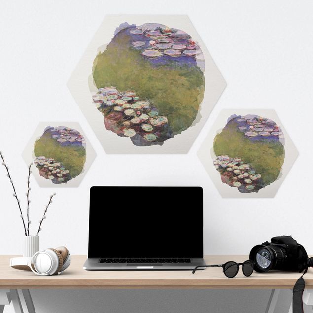 Hexagon Bild Forex - Wasserfarben - Claude Monet - Seerosen