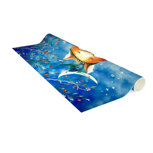 Moderne Teppiche Aquarell Fuchs im Mondschein