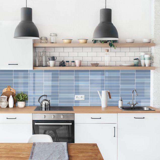 Küchenrückwand Folie Fliesenoptik Metro Fliesen - Hellblau