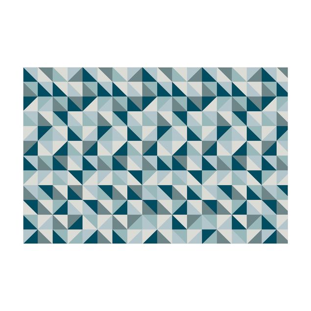 Teppich blau Blaues Dreieck Muster