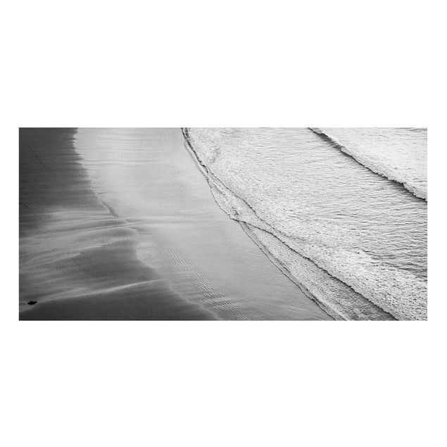 Magnettafel Strand Leichter Wellengang am Strand Schwarz Weiß