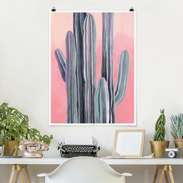 Poster Illustration Kaktus auf Rosa I