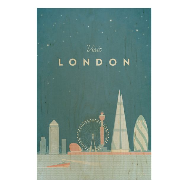 Moderne Holzbilder Reiseposter - London