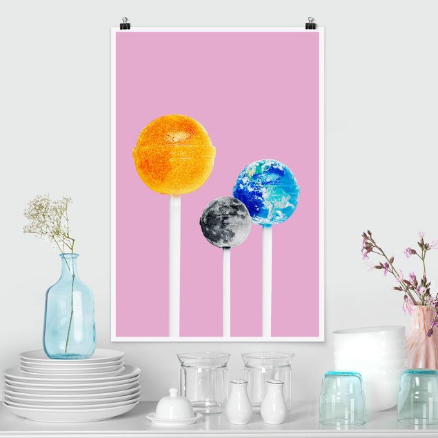 Kunstdrucke Poster Lollipops mit Planeten
