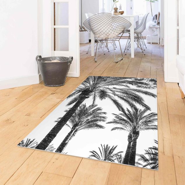 Teppiche Palmen im Sonnenuntergang Schwarz-Weiß