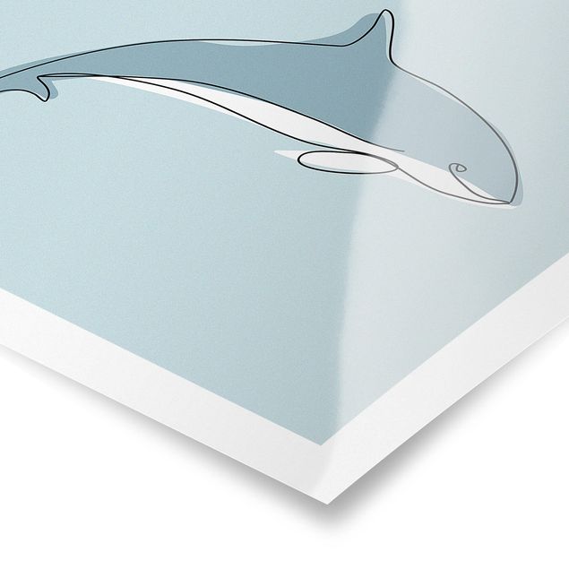 Poster Tiere Delfin Line Art
