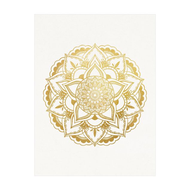 Teppich Orientalisch Mandala Illustration Ornament weiß gold