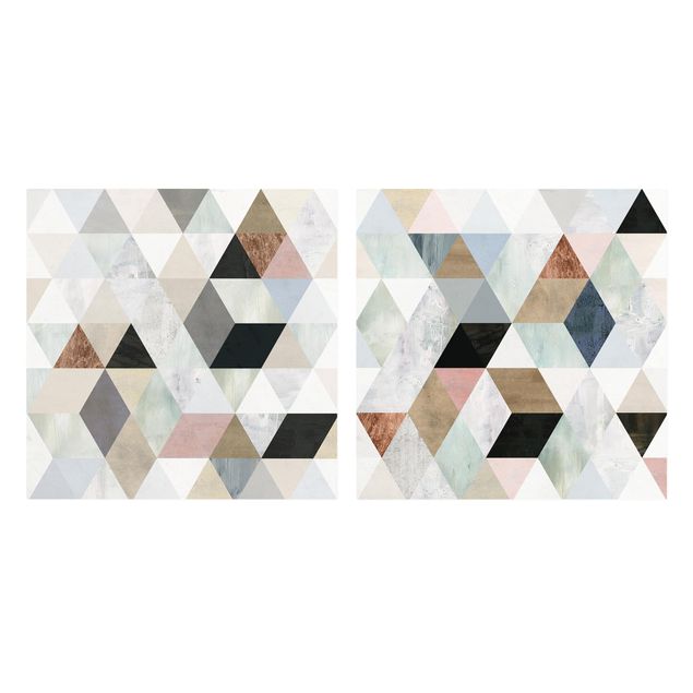 Bilder für die Wand Aquarell-Mosaik mit Dreiecken Set I