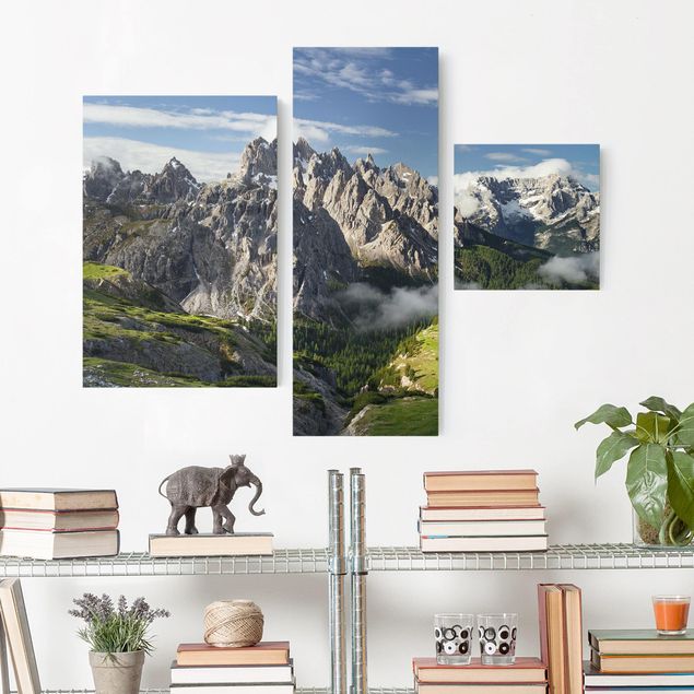 Leinwandbild 3-teilig - Italienische Alpen - Collage 1