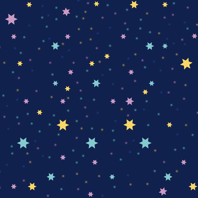 Vinyl Klebefolie Nachthimmel Kindermuster mit bunten Sternen