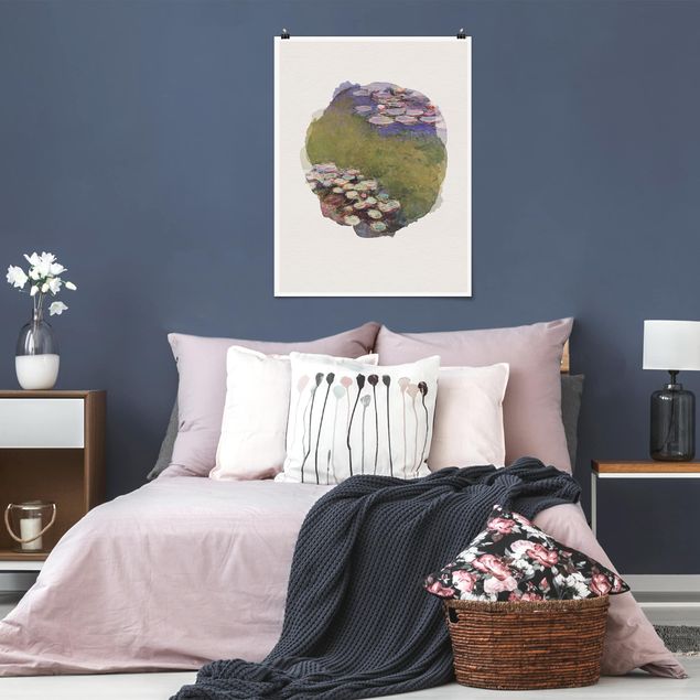 Blumenposter Wasserfarben - Claude Monet - Seerosen
