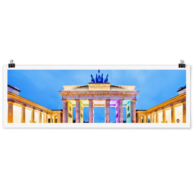 Poster - Erleuchtetes Brandenburger Tor - Panorama Querformat