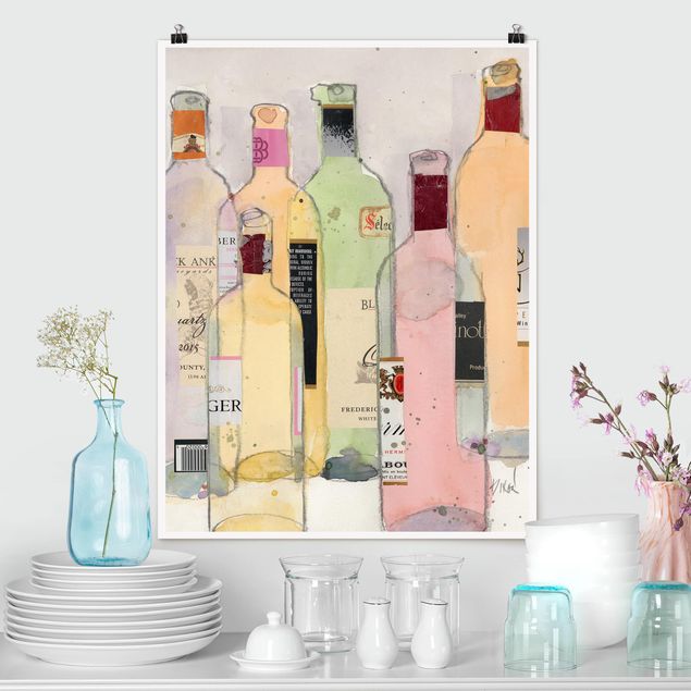 Poster Illustration Weinflaschen in Wasserfarbe I