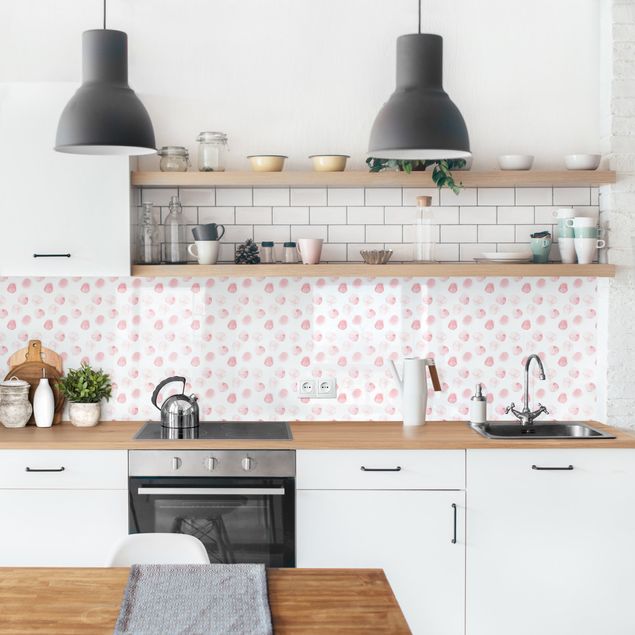 Küchenrückwand Muster Aquarell Punkte Rosa II