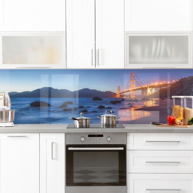 Küchenrückwand Skyline Golden Gate Bridge am Abend