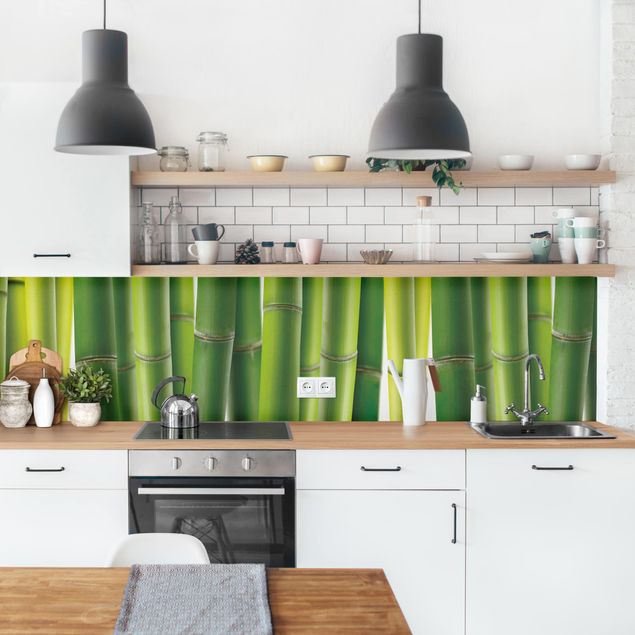 Küchenrückwand Glas Motiv Wald Bambuspflanzen II