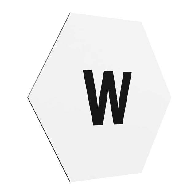 Hexagon Bild Alu-Dibond - Buchstabe Weiß W