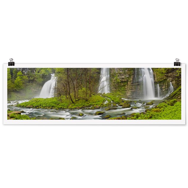 Poster - Wasserfälle Cascade de Flumen - Panorama Querformat