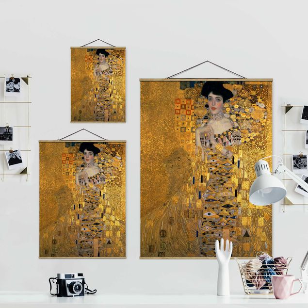Stoffbild mit Posterleisten - Gustav Klimt - Adele Bloch-Bauer I - Hochformat 3:4