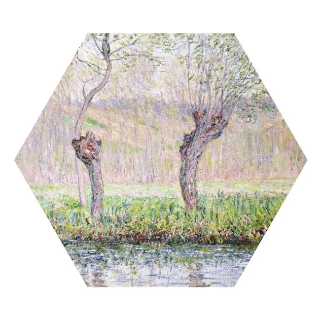 Bilder Hexagon Claude Monet - Weidenbäume Frühling