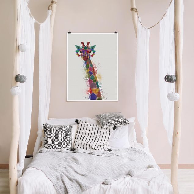 Poster Kinderzimmer Tiere Regenbogen Splash Giraffe
