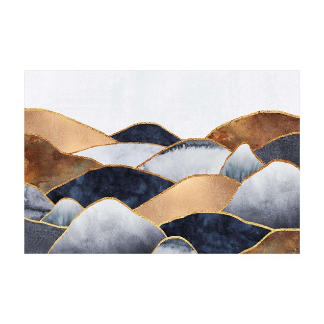 Teppich modern Goldene Berge Aquarell